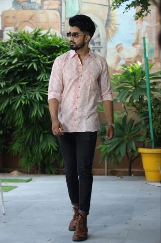 Handblock Printed Pure Cotton Men'S Full Sleeves Shirts