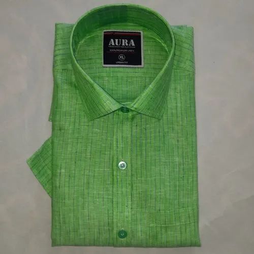 Green Mens Pure Linen Shirt - 100% Original - 60 LEA