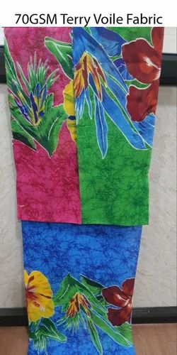 Terry Voile Fabric, Floral, Multicolour
