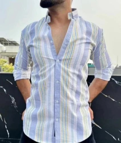 Cotton Men Striped Shirts