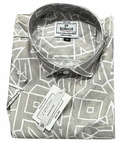 3002 Birka Men Polycotton Printed Shirt, Full Sleeve, Fabric GSM: 120GSM