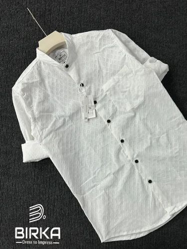 12001 Birka Men Cotton Lycra Imported Shirt, Full Sleeves, Embroidered