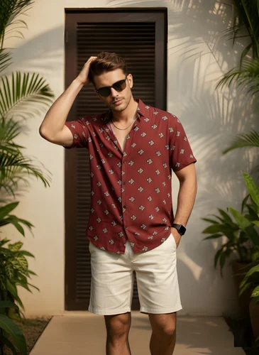 Men Premium Rayon Short Sleeve Cuban Collar Shirt,Relaxed Fit Summer Button (RS-115-S)