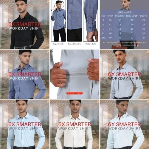 Mens Plain Lycra Formal Shirt, Full Sleeves