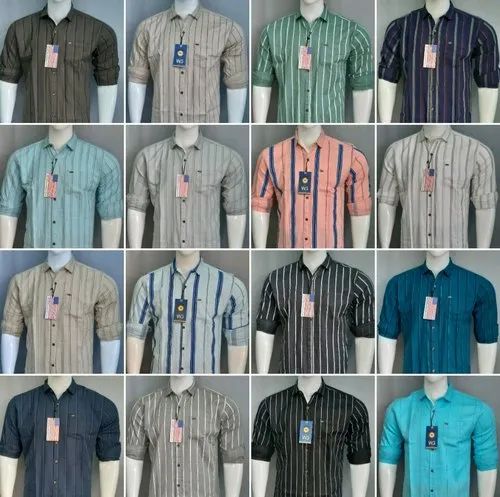 Stripes Men Striped Cotton Shirts, Full Sleeves, Casual Wear