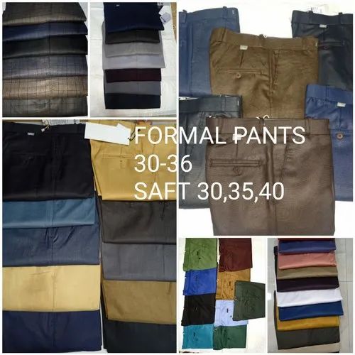 Blue Cotton Formal Trousers