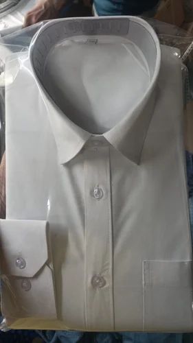 White Formal Shirt, Cotton, Plain