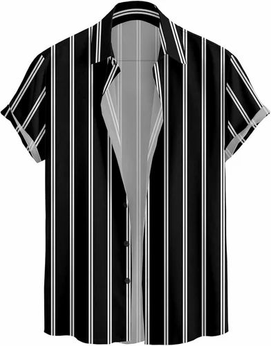 Half Sleeve Striped Print Rayon Men Shirt.