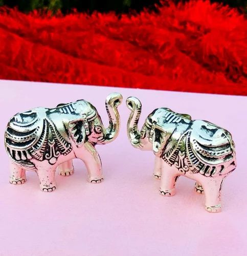 2.5 Inches German Silver Solid Elephant Pair