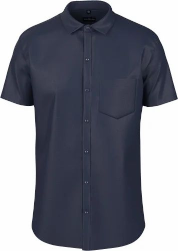 Navy Blue Plain Polysatin Men Shirt, Half Sleeves