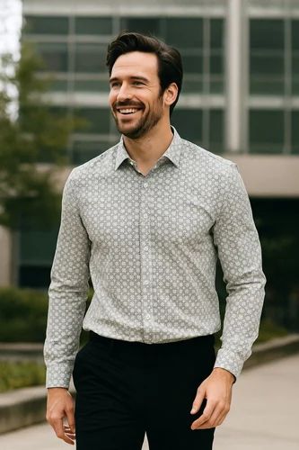 Printed Pure Satin Full Sleeves Shirt