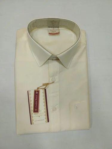 Silk Flame Men Off White Full Sleeve Shirt, Size: Small - 38