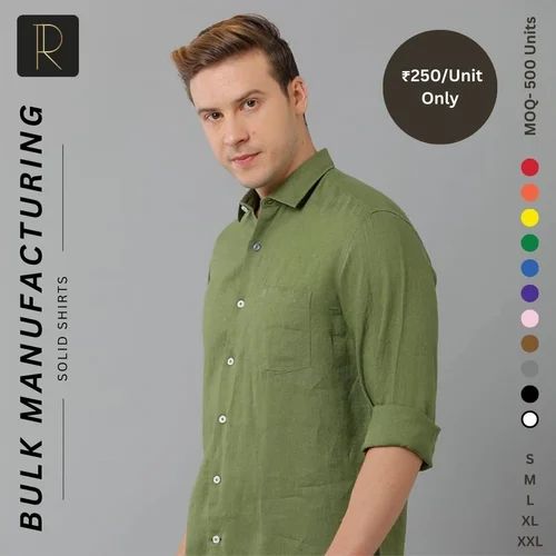 Plain Pure Cotton Mens Flannel Solid Shirts