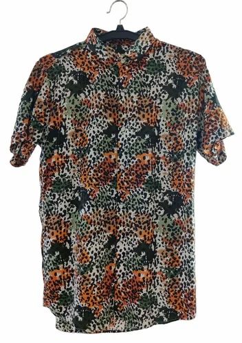 Men Multicolor Cotton Rayon Casual Half Sleeve Shirt