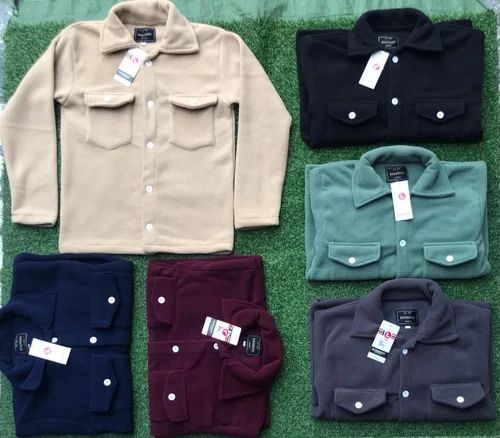 Plain Men Antypilling Fabric Winter Shirts, Full Sleeves, Casual Wear