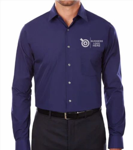 Mens Navy Blue Cotton Promotional Shirt