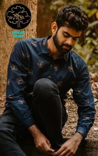 Men Printed Custom Shirt, Size: M