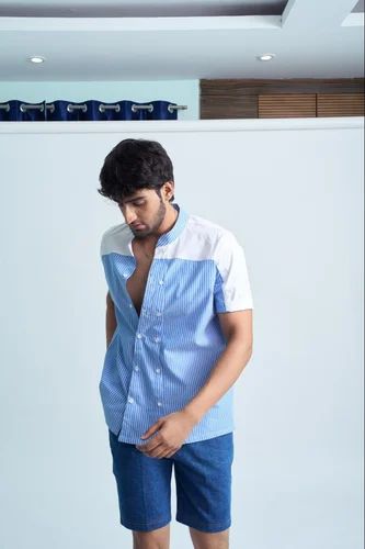 Cotton Poplin Sky Blue Men Shirt