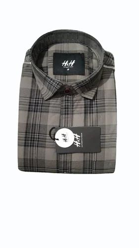 Men Poplin Cotton Check Shirt, Casual Wear, Full Sleeves