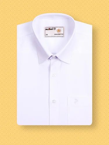 Amarjothi Semi Wrinkle Free Solid White Shirt