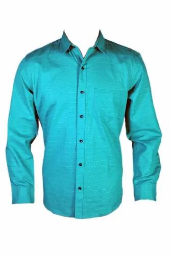 Printed Blue Mens Jacquard Shirts