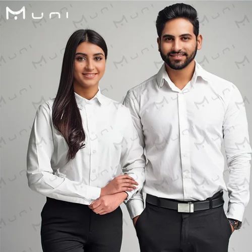 MUNI Uniforms - Men White Shirts (MU-SH-WH-CL-FS), Cotton, Plain