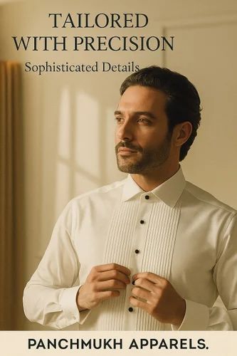 Poly Cotton Mens Tuxedo Shirts, Embroided