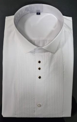 Stripes Twill Full Sleeve White Tuxedo Shirt