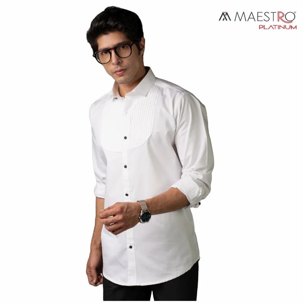 Cotton White tuxedo shirt
