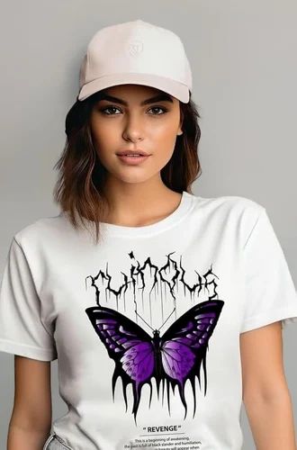 Ladies Printed Cotton T-Shirt (Sublimation Printing)