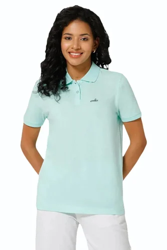 White Cotton Plain Polo Neck Ladies T-Shirt