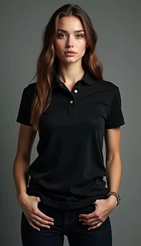 Half Sleeve Casual Wear Black Women Polo T Shirt, Size: Large