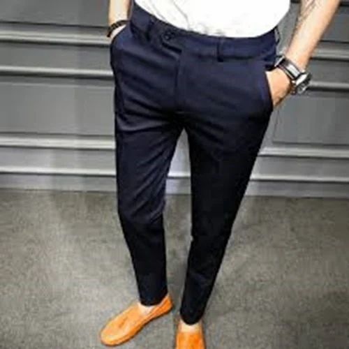 Black Nylon Men Slim Formal Pants
