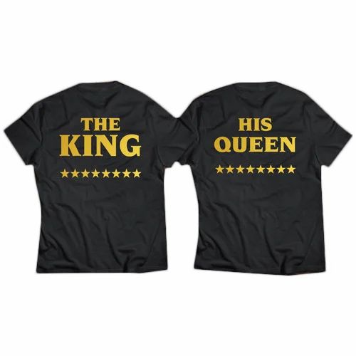 Couple T-Shirt King Queen Printed Matching Couple T-Shirts