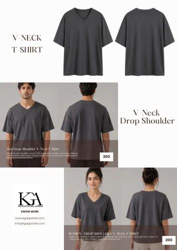Casual Wear V Neck Drop Shoulder T Shirt