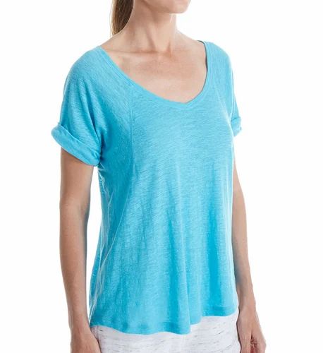 Poly cotton Plain Ladies Burnout T Shirts