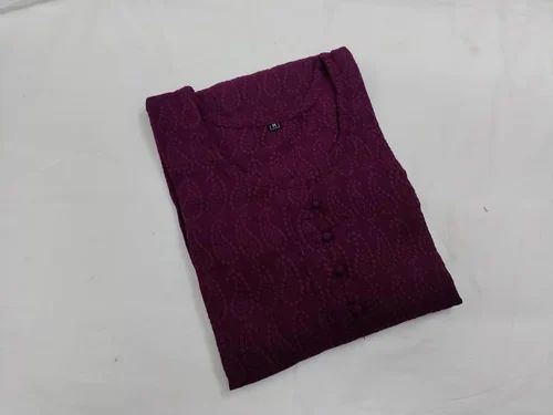 Chikan Embroidery Kurti With Sequeuence Work
