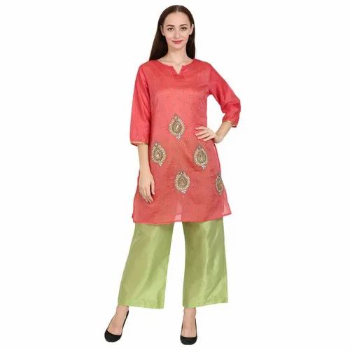 Rasagya Peach Chanderi Cotton Suit With Banarasi Top
