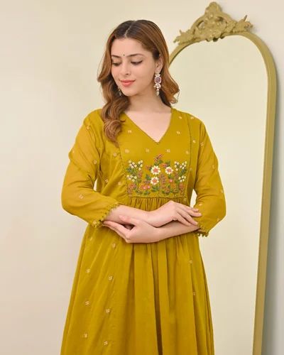 Hand Block Printed Chanderi Silk Suit