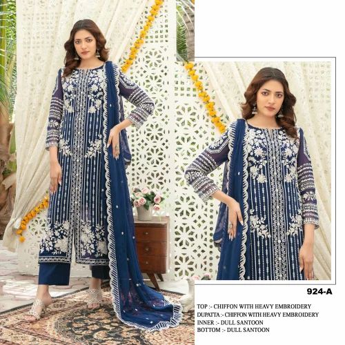 Pakistani Suit Heavy Chiffon with Heavy Embroidery Thread & Sequence And Khatli work