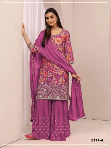 Sharara Suit Heavy Chinon With Digital Print & Heavy Embroidered Sequence Work