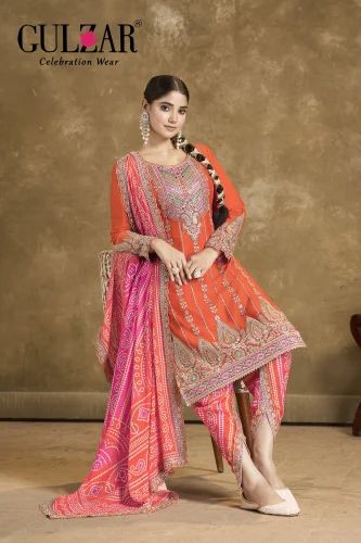 Designer Dhoti style Salwar kameez Suits Full Stitched Chinon With Embroidery Work