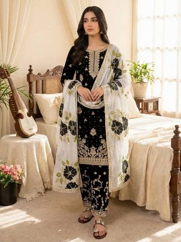 Ladies Suits Readymade, Embroidery, Silk