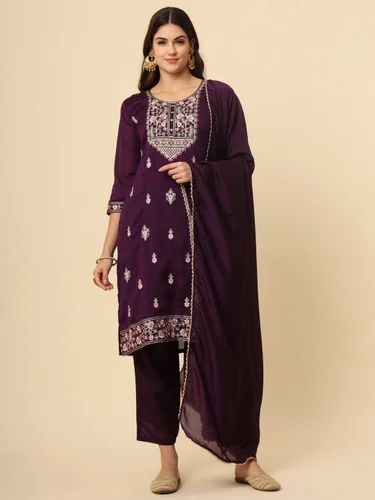 Office Wear Soft Silk Readymade 3pcs Suit
