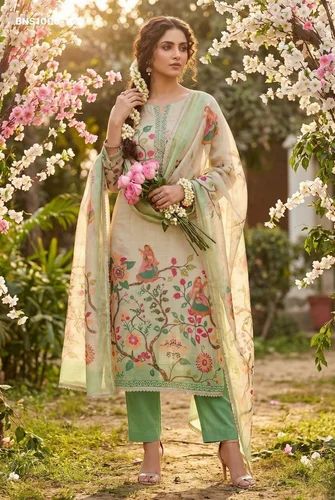 Latest Collection Lilan Cotton with Printed & Hand-work Readymade Suit-Pant & Dupatta Collection