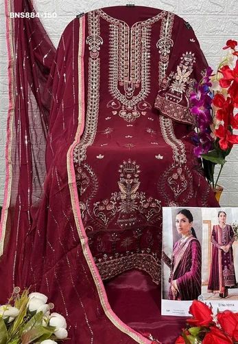 New Variety Amazing Color Georgette with Embroidered Semi-stitched Salwaar-Kameez & Dupatta Set