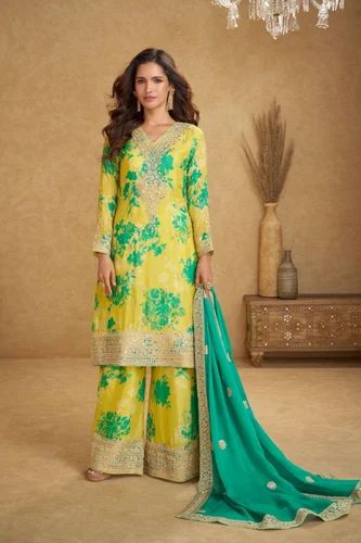 Designer Real Chinon With Digital Print Salwar Suit