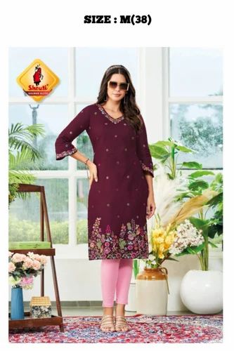 Beautiful Pure Cotton With Stylish Embroidery Kurti