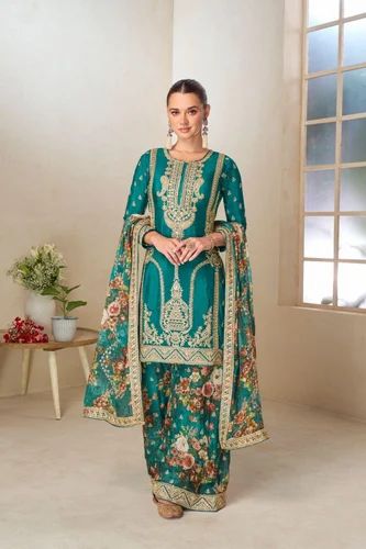 New Designer Chinon With Digital Print And Sequins Work Salwar Suit