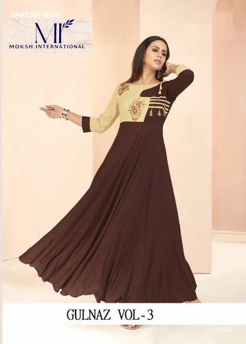 New Arrival Best Quality Heavy Rayon with Embroidered Long Round Kurti Collection